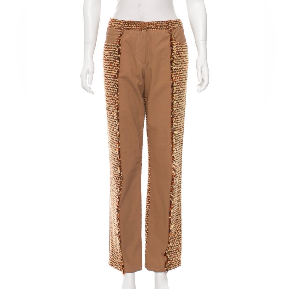 Chanel straight-leg pants with tweed. From the Fall 2001 Collection.